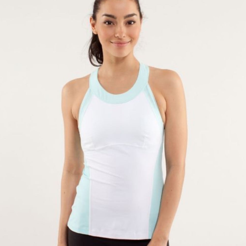 Lululemon Run: Make it Count Tank White/Aquarium